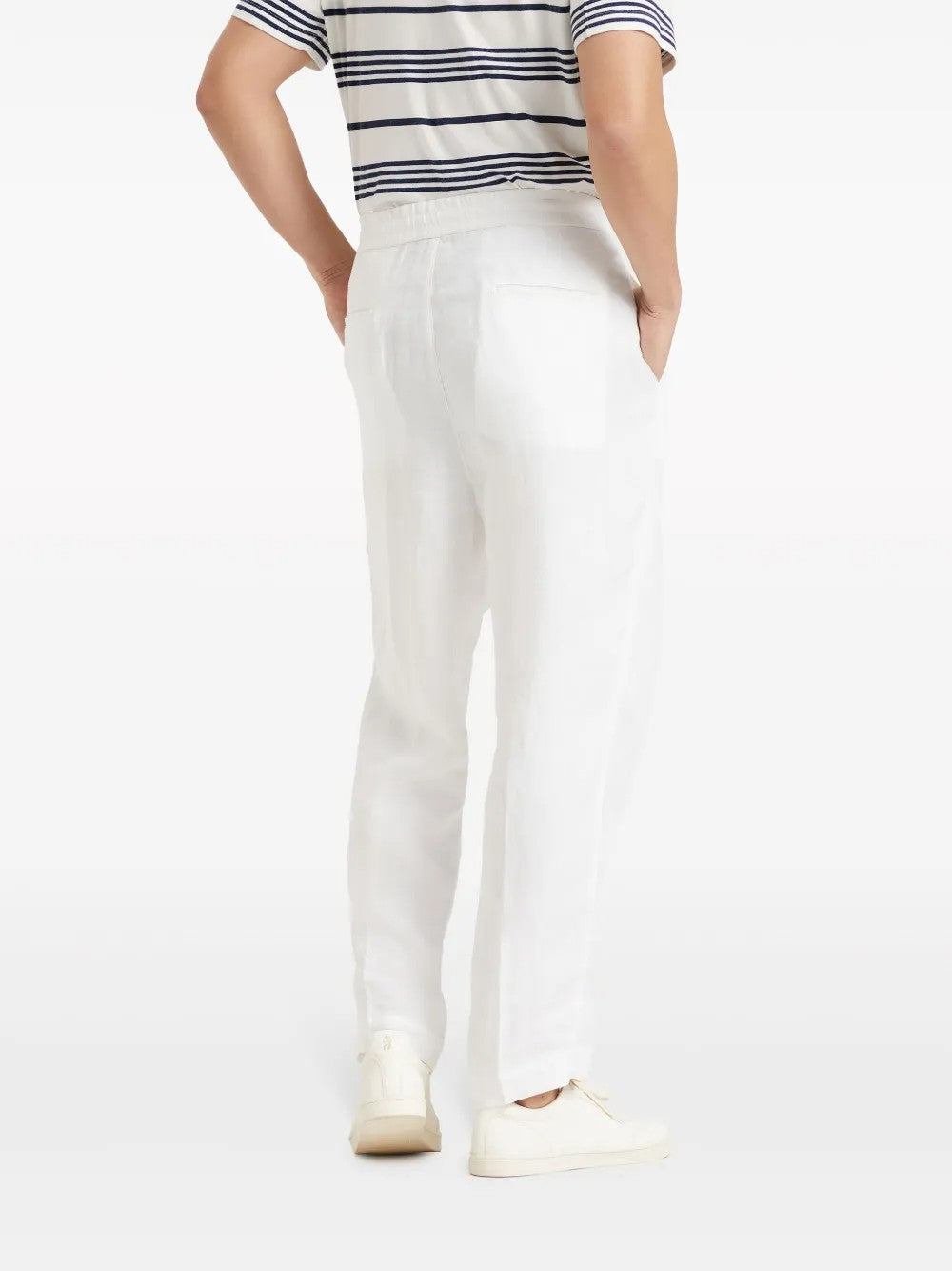 BRUNELLO CUCINELLI MEN'S WHITE LINEN RELAXED TROUSERS