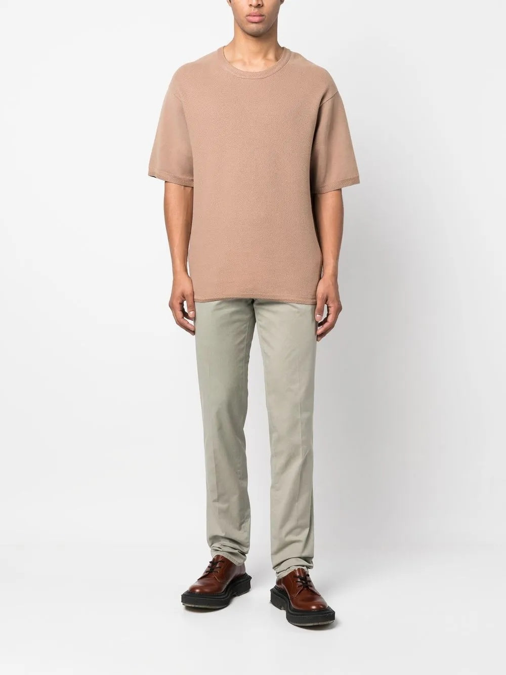 BRUNELLO CUCINELLI MEN'S BEIGE TAILORED TROUSERS