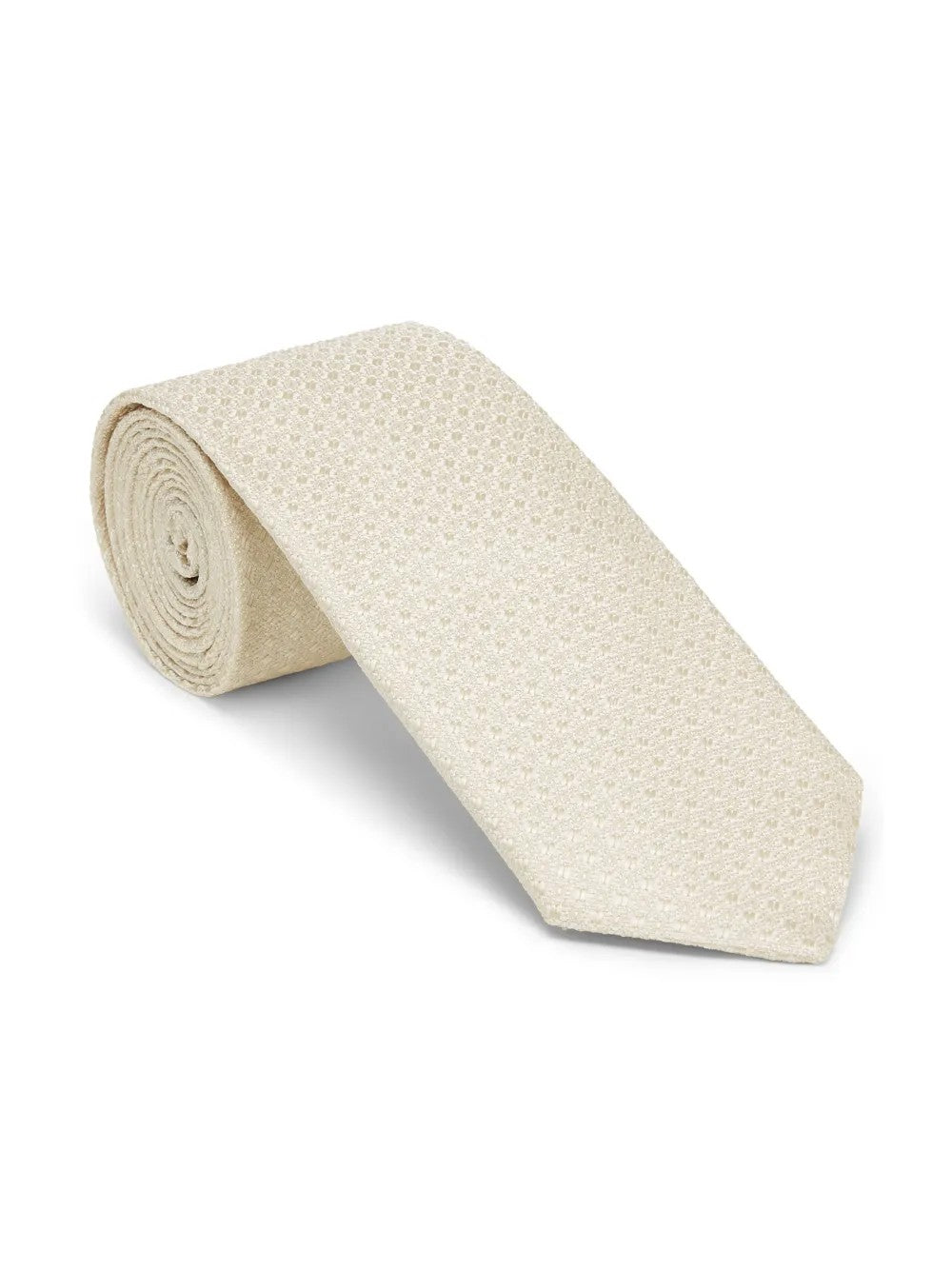 BRUNELLO CUCINELLI MEN'S OFF WHITE SILK TIE