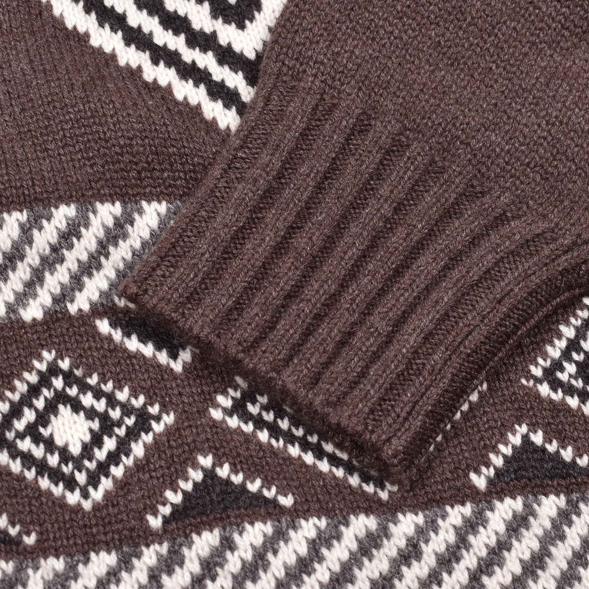 BRUNELLO CUCINELLI MEN'S BROWN CASHMERE PATTERNED CARDIGAN SWEATER