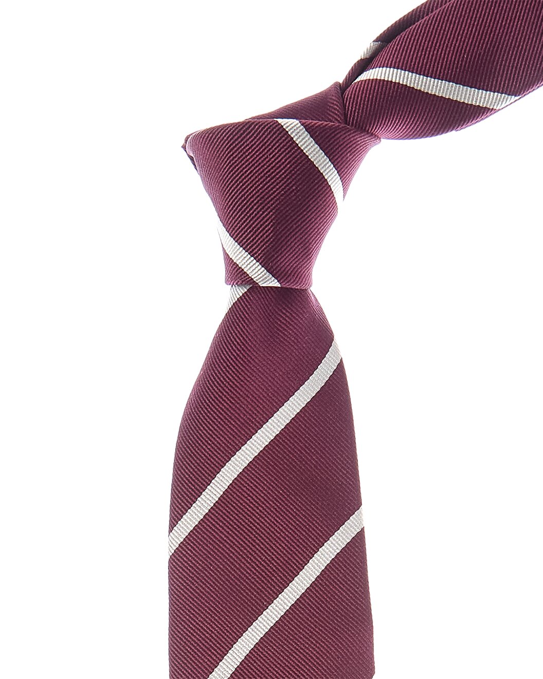 BRUNELLO CUCINELLI MEN'S BORDEAUX SILK STRIPED NECKTIE