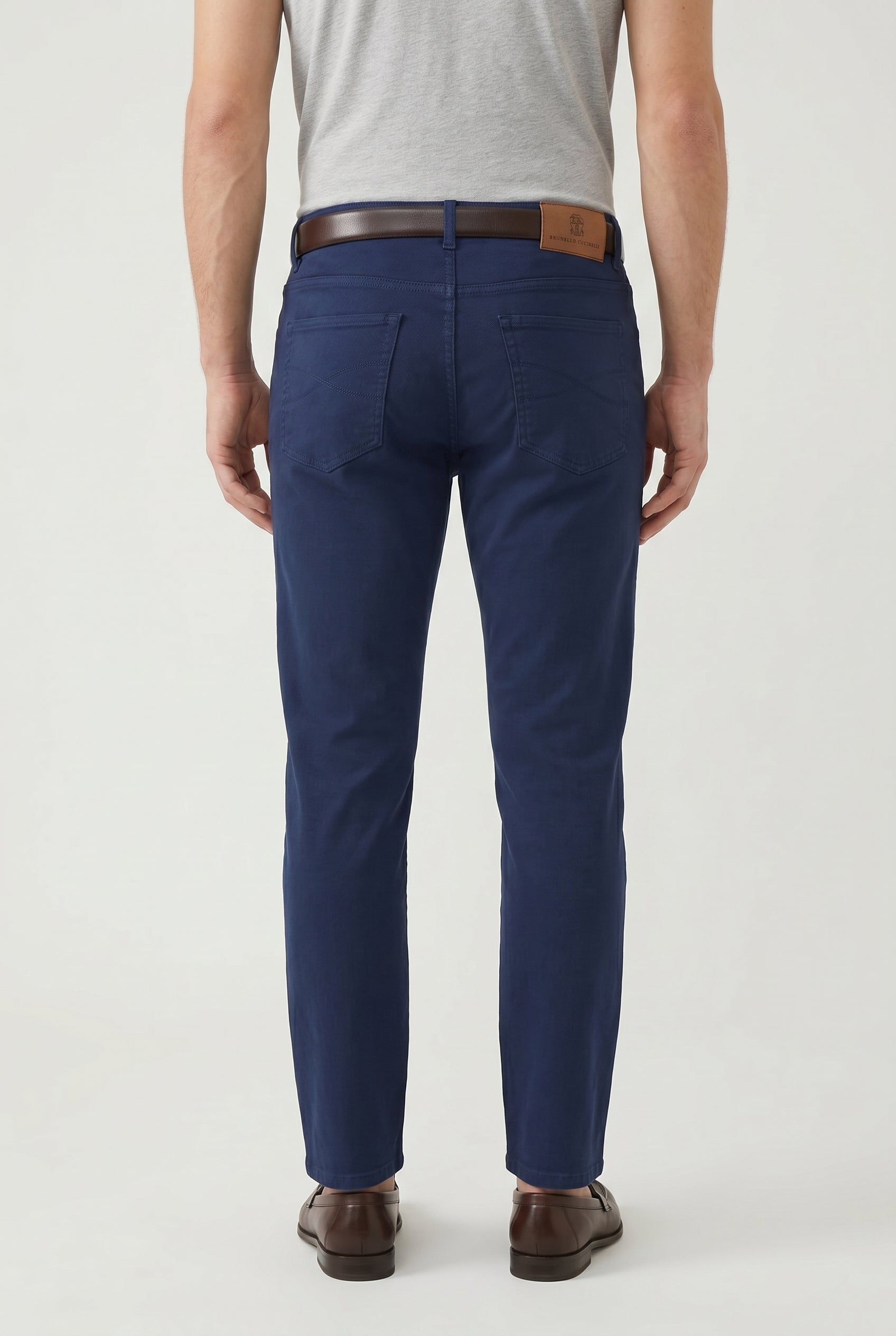 BRUNELLO CUCINELLI MEN'S DARK BLUE TRADITIONAL FIT TROUSERS
