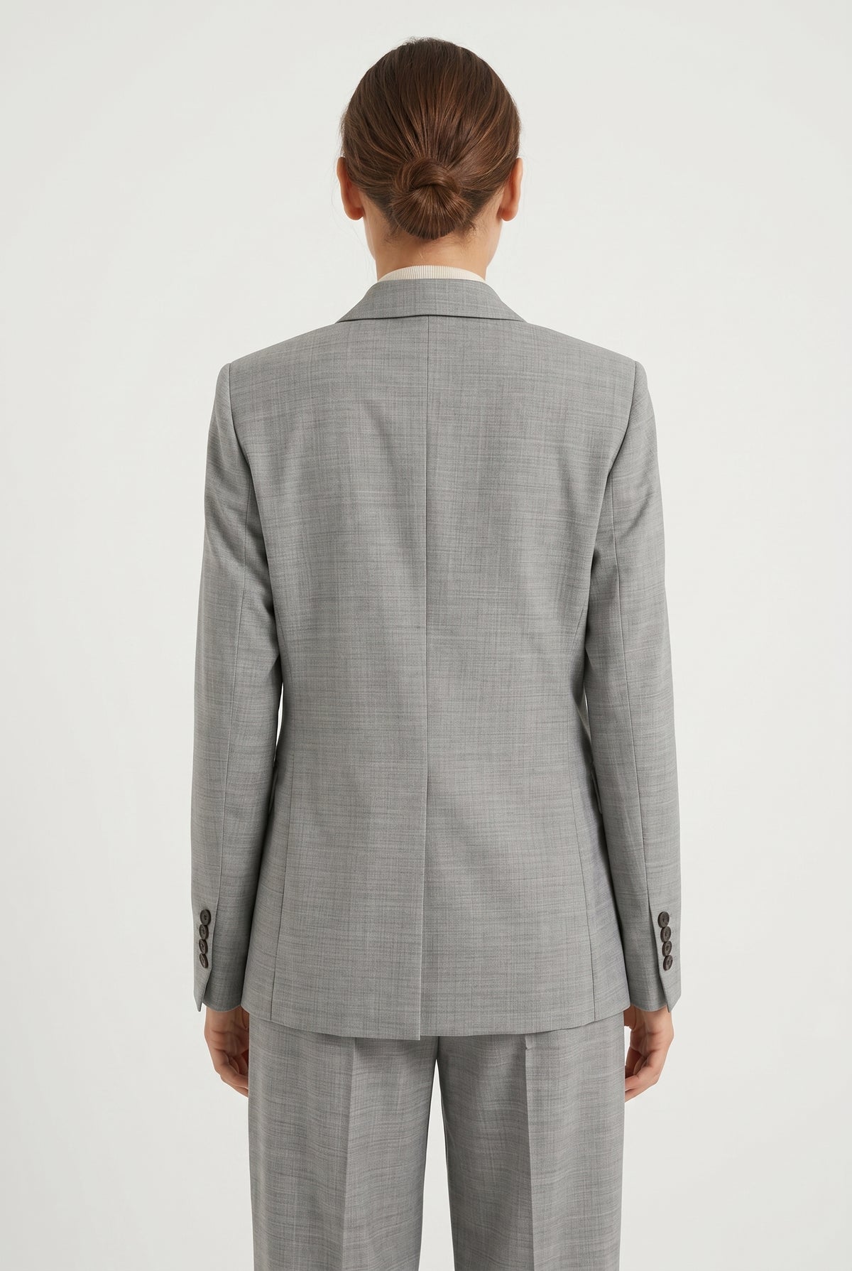 BRUNELLO CUCINELLI WOMEN'S LIGHT GREY WOOL TAILORED BLAZER