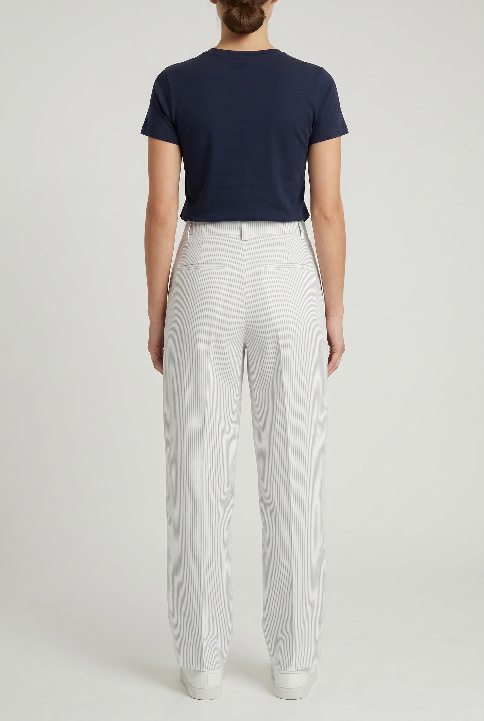 BRUNELLO CUCINELLI WOMEN'S WHITE STRIPED RELAXED TROUSERS