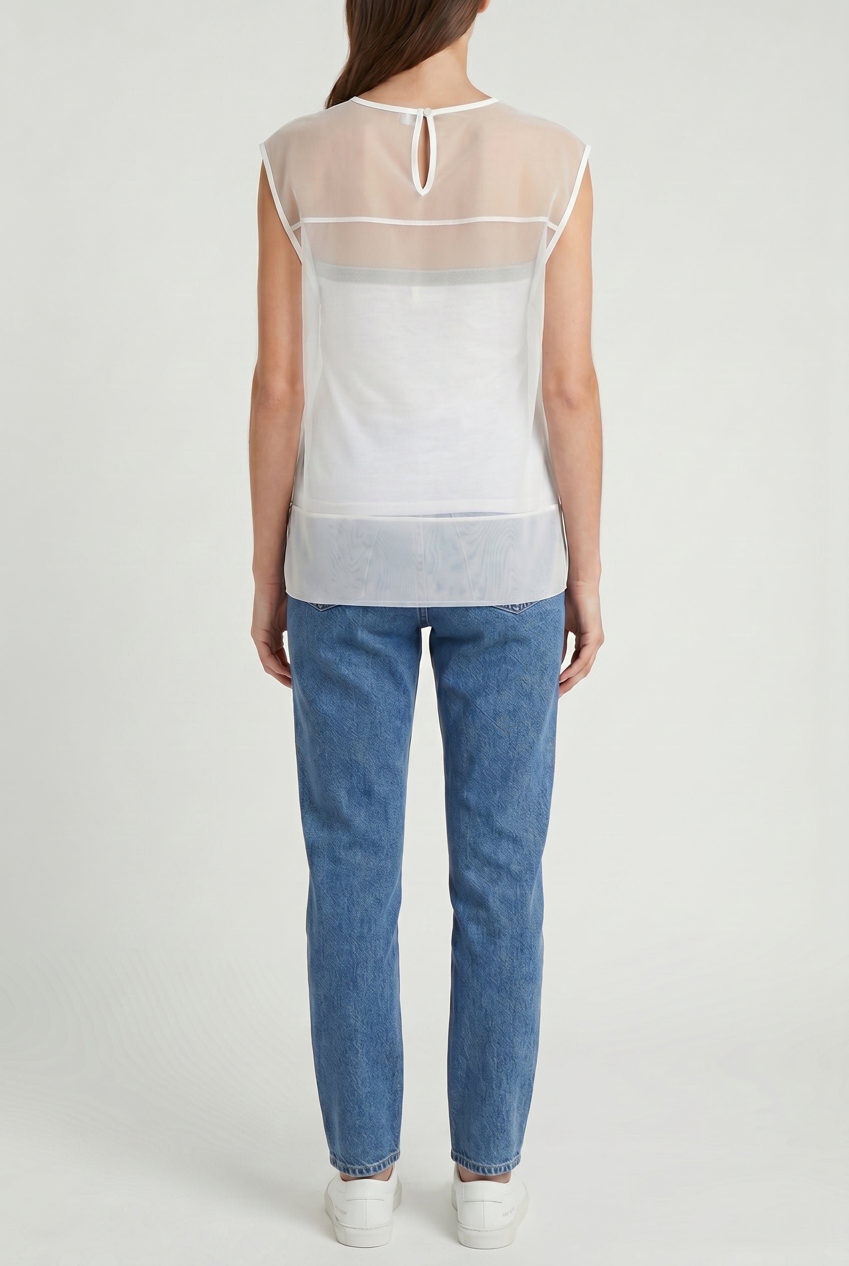 BRUNELLO CUCINELLI WOMEN'S SHEER OVERLAY SLEEVELESS TOP