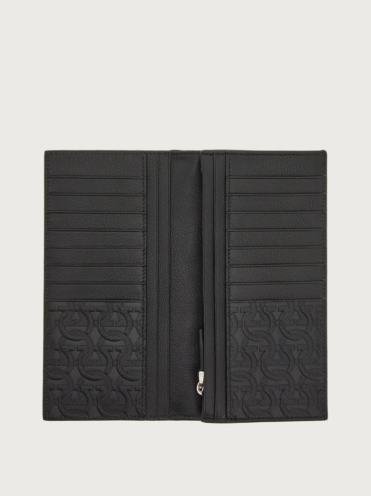 FERRAGAMO MEN'S BLACK EMBOSSED CALF LEATHER WALLET