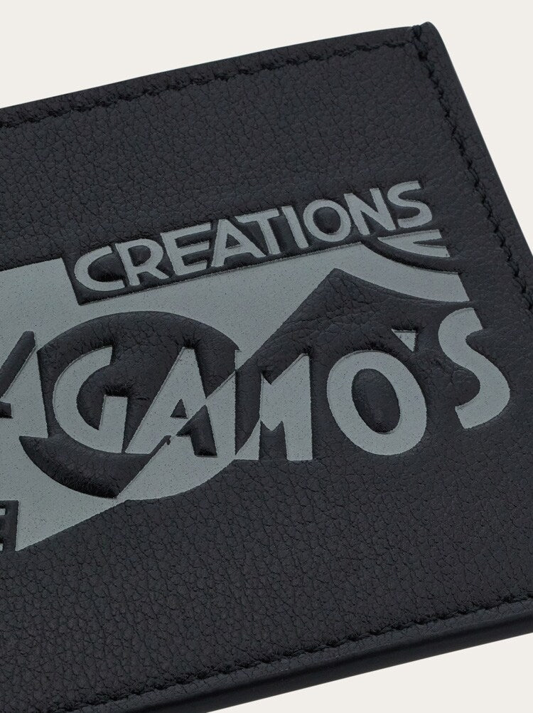 FERRAGAMO MEN'S BLACK LEATHER CARD HOLDER