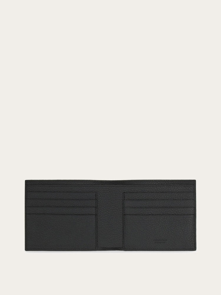 FERRAGAMO MEN'S BLACK PATTERNED FABRIC WALLET