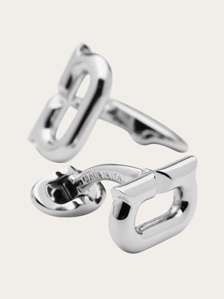 FERRAGAMO MEN'S SILVER METAL CUFFLINKS ACCESSORY