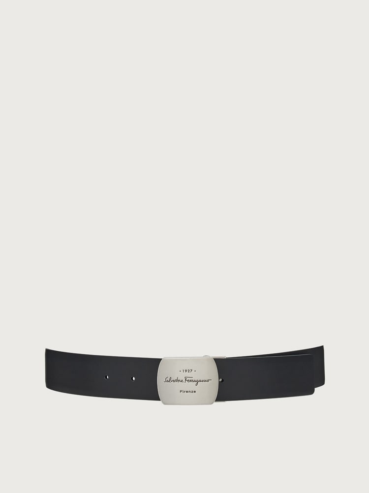 FERRAGAMO MEN'S BLACK CALF LEATHER BELT
