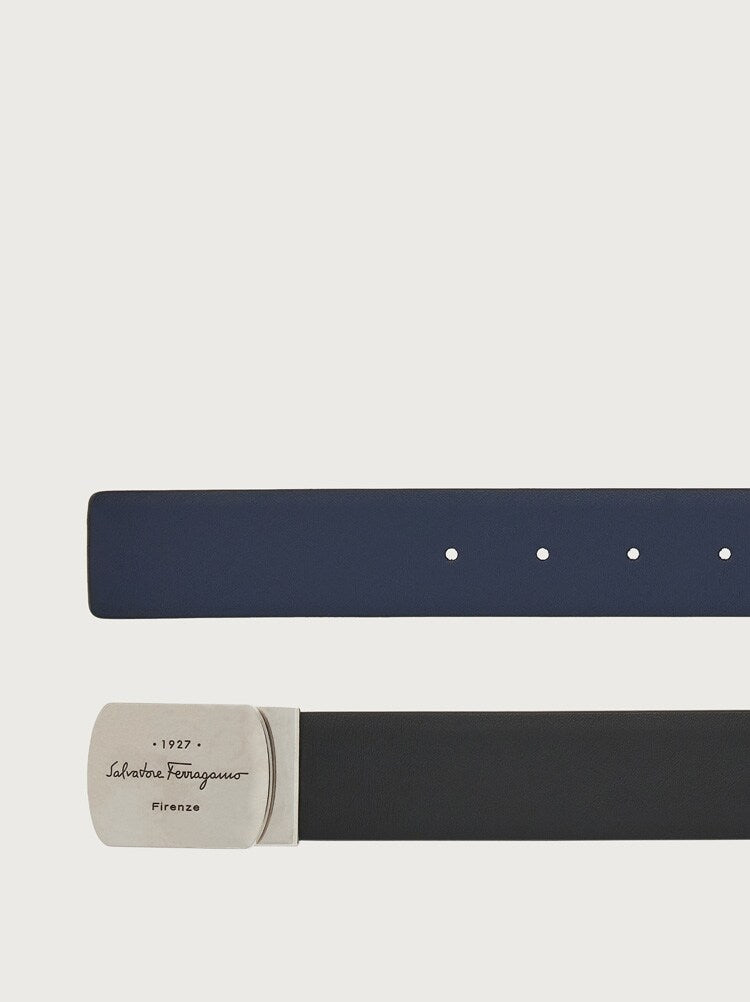 FERRAGAMO MEN'S BLACK CALF LEATHER BELT