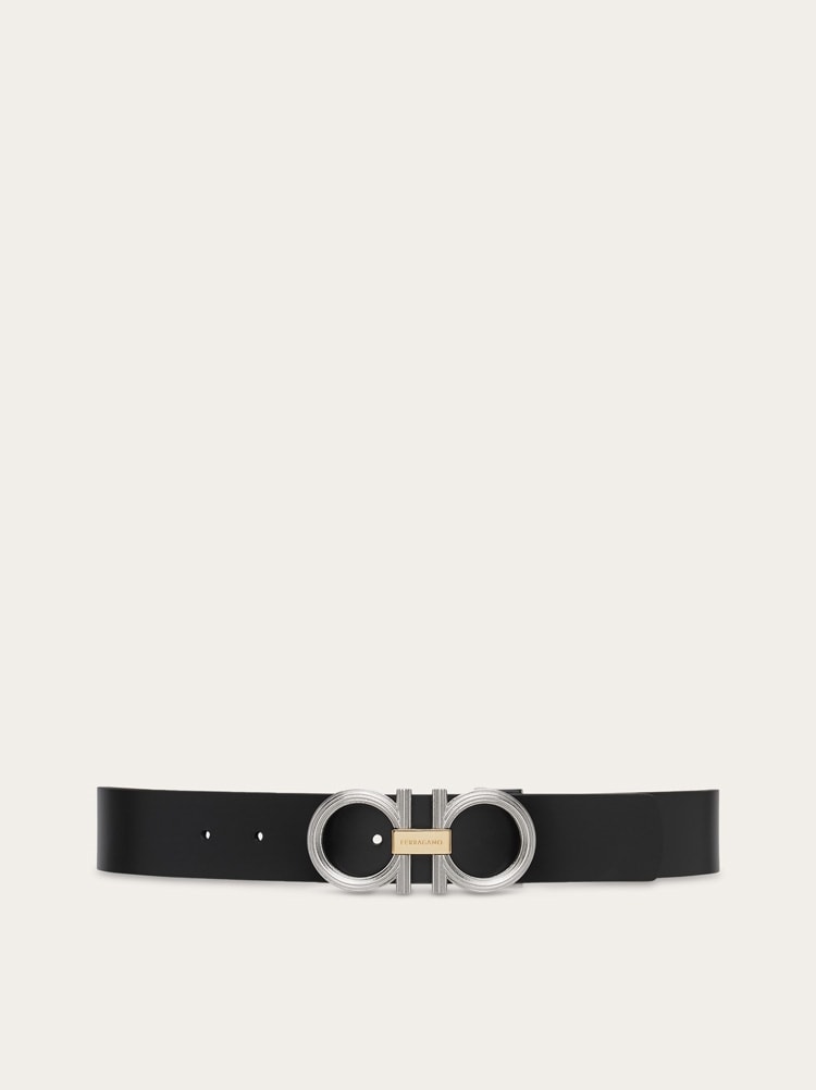 FERRAGAMO MEN'S BLACK CALF LEATHER BELT