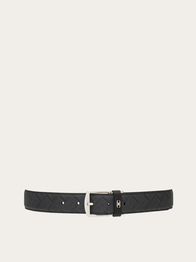 FERRAGAMO MEN'S BLACK CALF LEATHER BELT