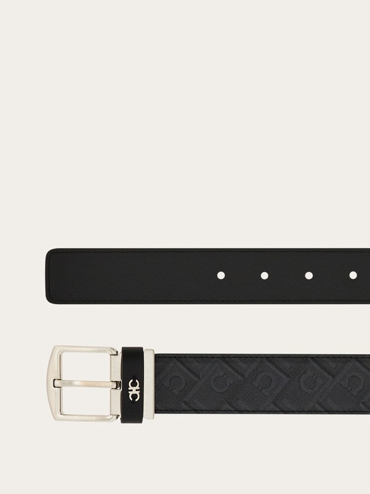 FERRAGAMO MEN'S BLACK CALF LEATHER BELT