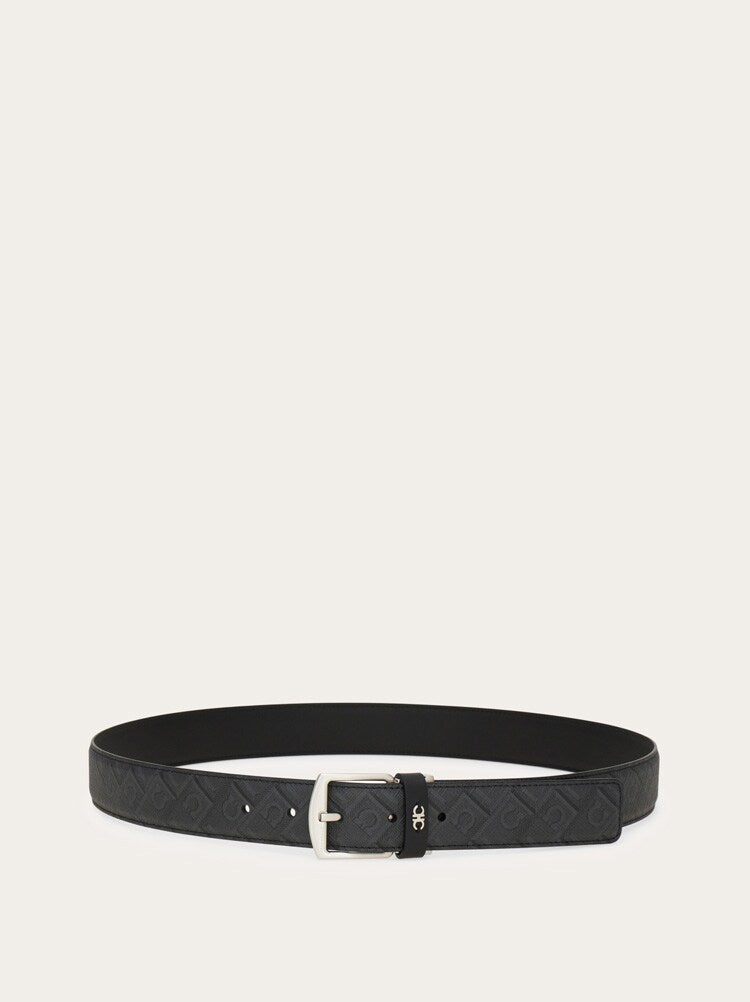FERRAGAMO MEN'S BLACK CALF LEATHER BELT