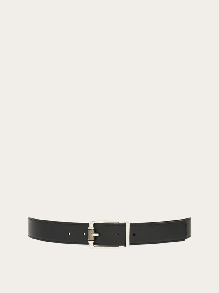 FERRAGAMO MEN'S BLACK CALF LEATHER BELT