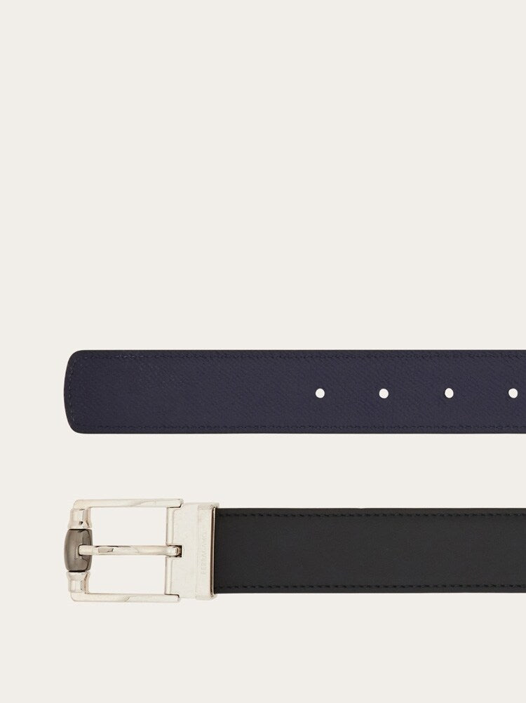 FERRAGAMO MEN'S BLACK CALF LEATHER BELT