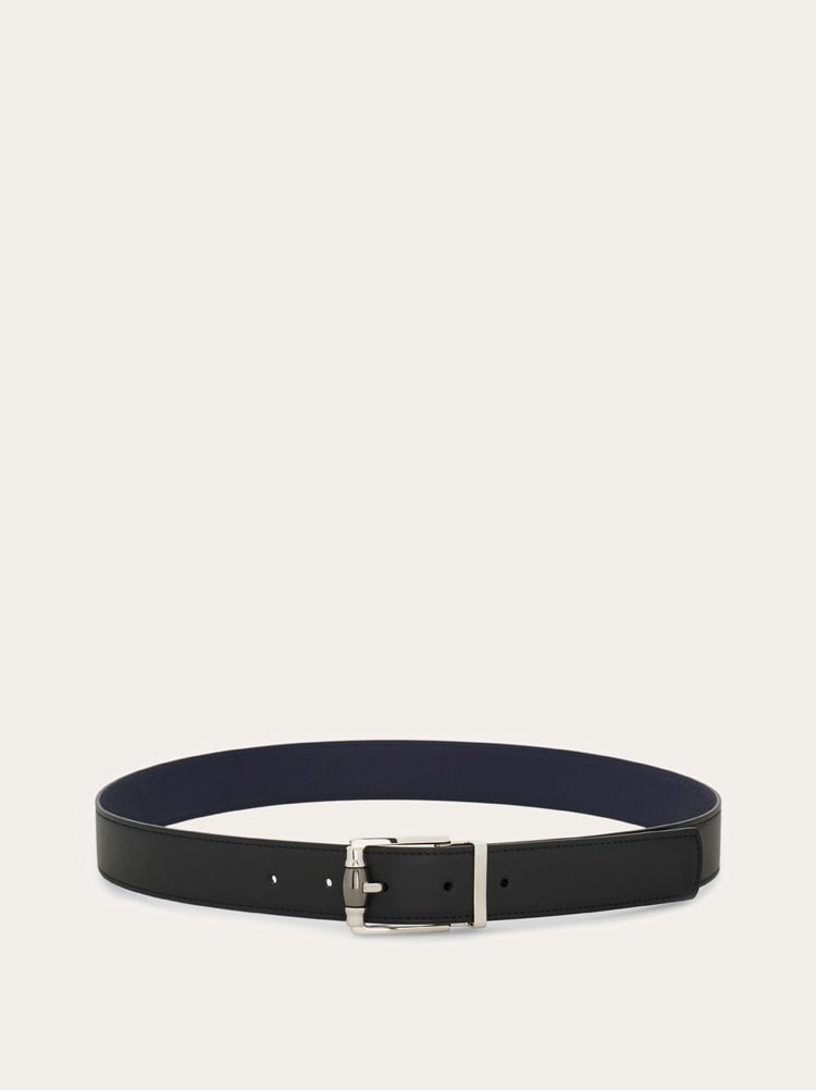 FERRAGAMO MEN'S BLACK CALF LEATHER BELT