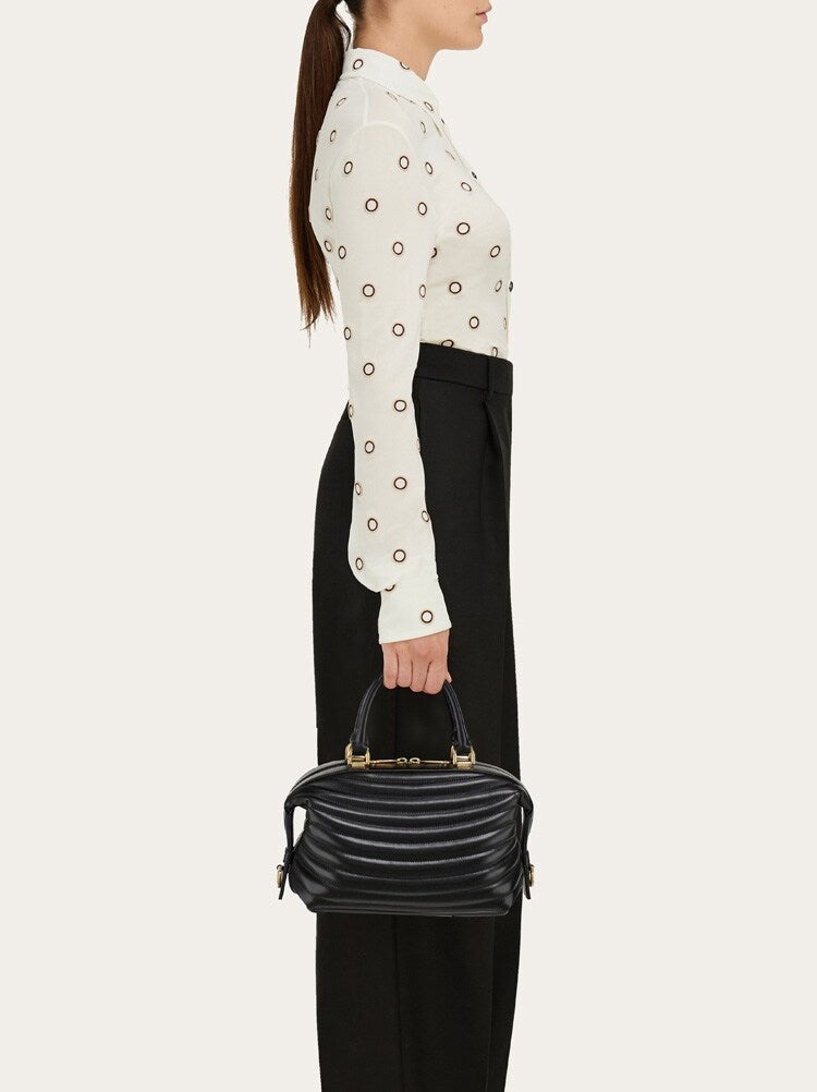 FERRAGAMO WOMEN'S BLACK CALF LEATHER BAG