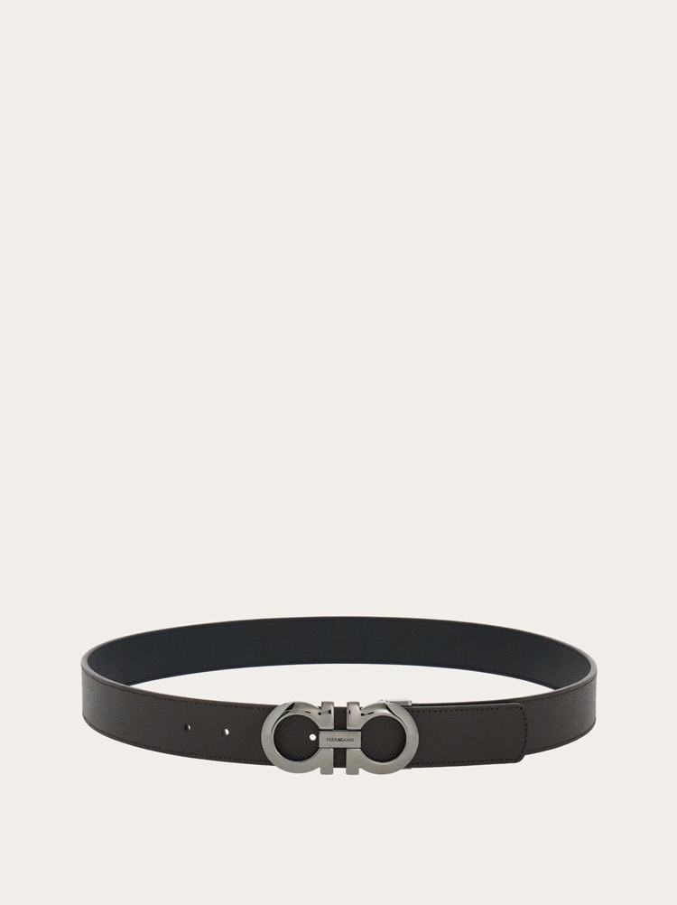 FERRAGAMO MEN'S DARK BROWN CALF LEATHER BELT