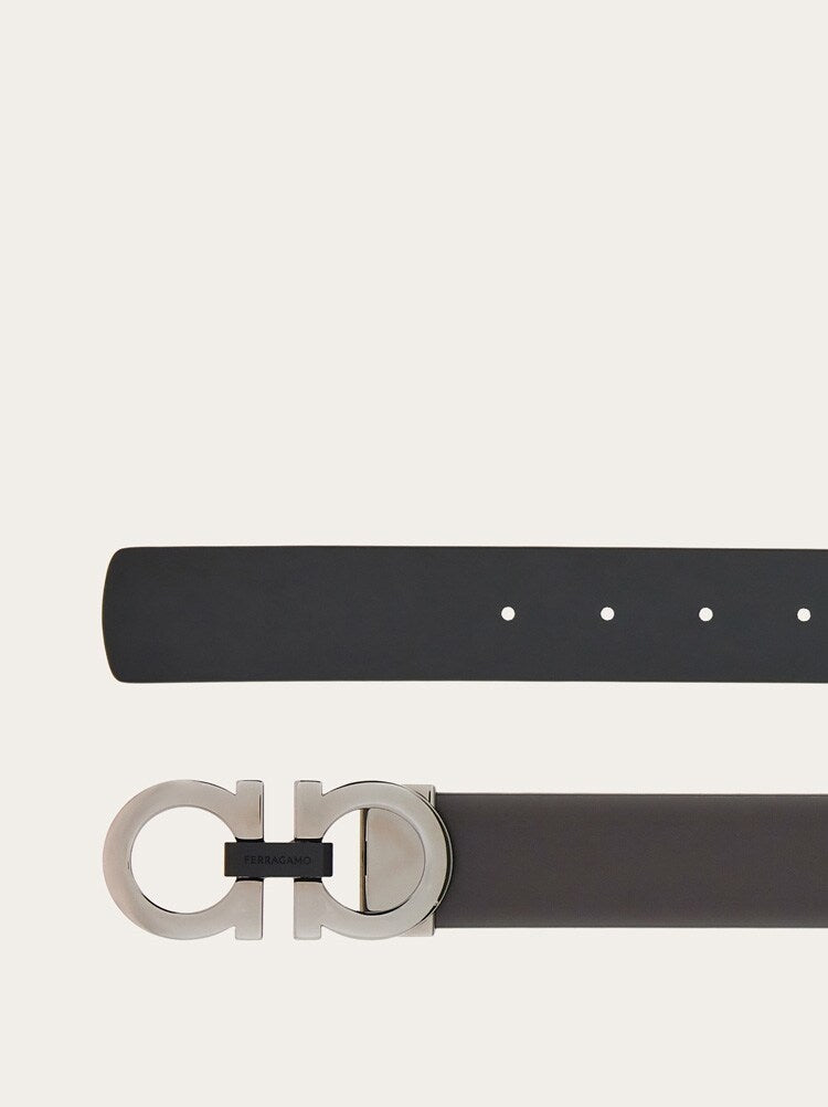 FERRAGAMO MEN'S DARK BROWN CALF LEATHER BELT