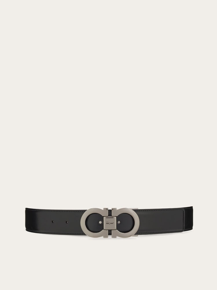 FERRAGAMO MEN'S BLACK CALF LEATHER BELT