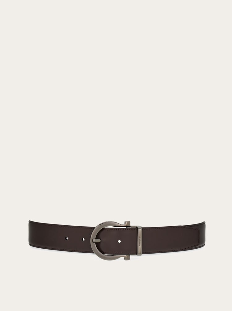 FERRAGAMO MEN'S DARK BROWN LEATHER BELT