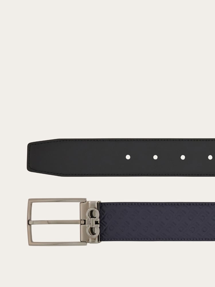 FERRAGAMO MEN'S DARK BLUE CALF LEATHER BELT