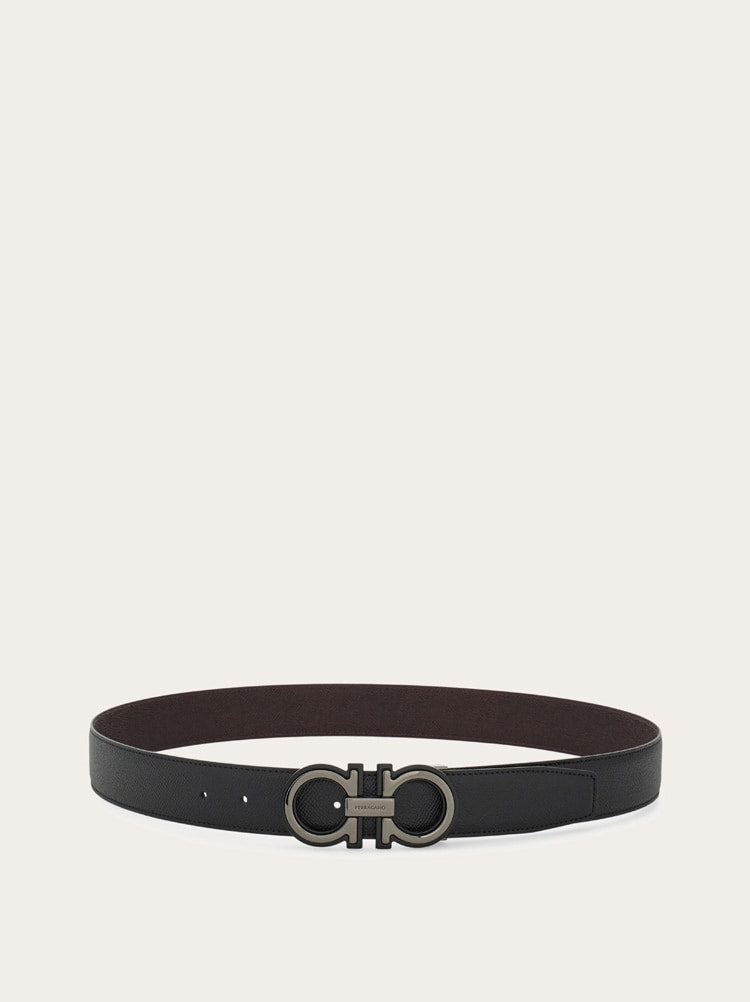 FERRAGAMO MEN'S BLACK CALF LEATHER BELT
