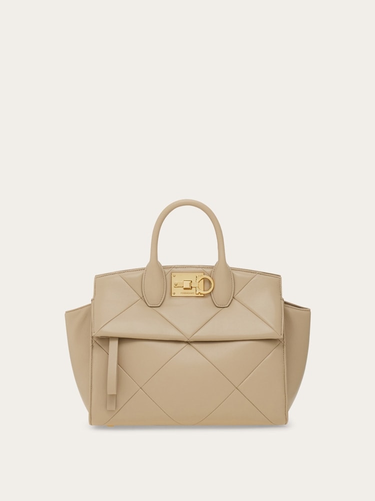 FERRAGAMO WOMEN'S BEIGE LAMB LEATHER BAG