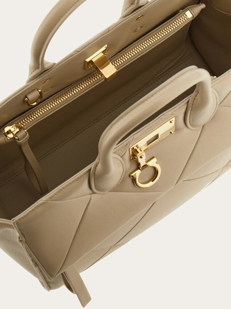 FERRAGAMO WOMEN'S BEIGE LAMB LEATHER BAG