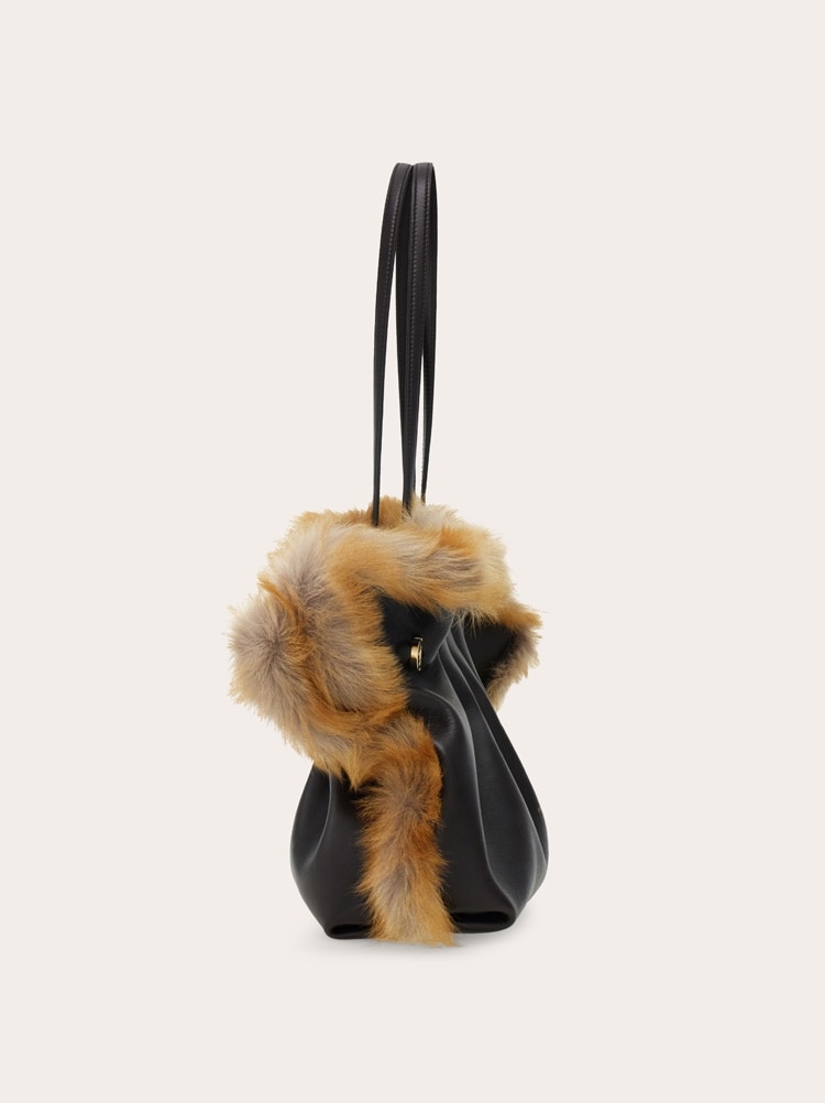 FERRAGAMO WOMEN'S DARK BROWN CALF LEATHER BAG