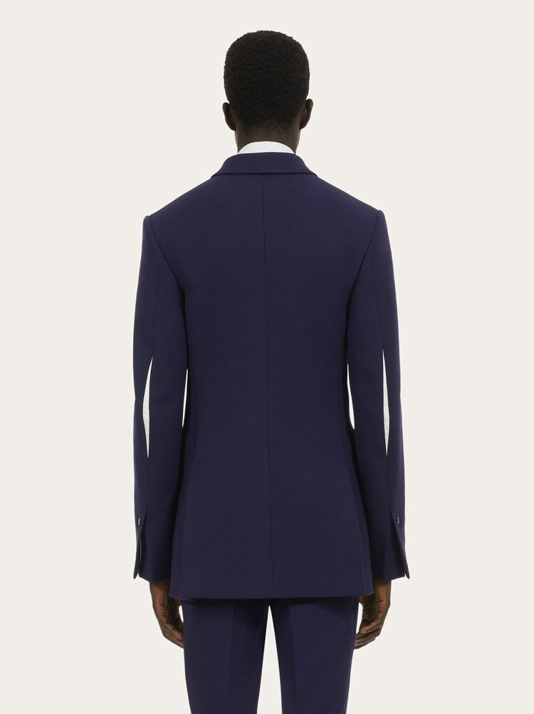 FERRAGAMO MEN'S DARK BLUE WOOL BLEND JACKET