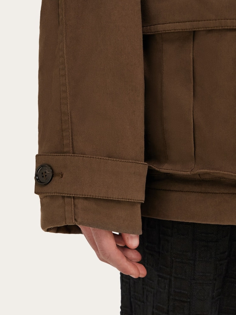 FERRAGAMO MEN'S DARK BROWN COTTON JACKET