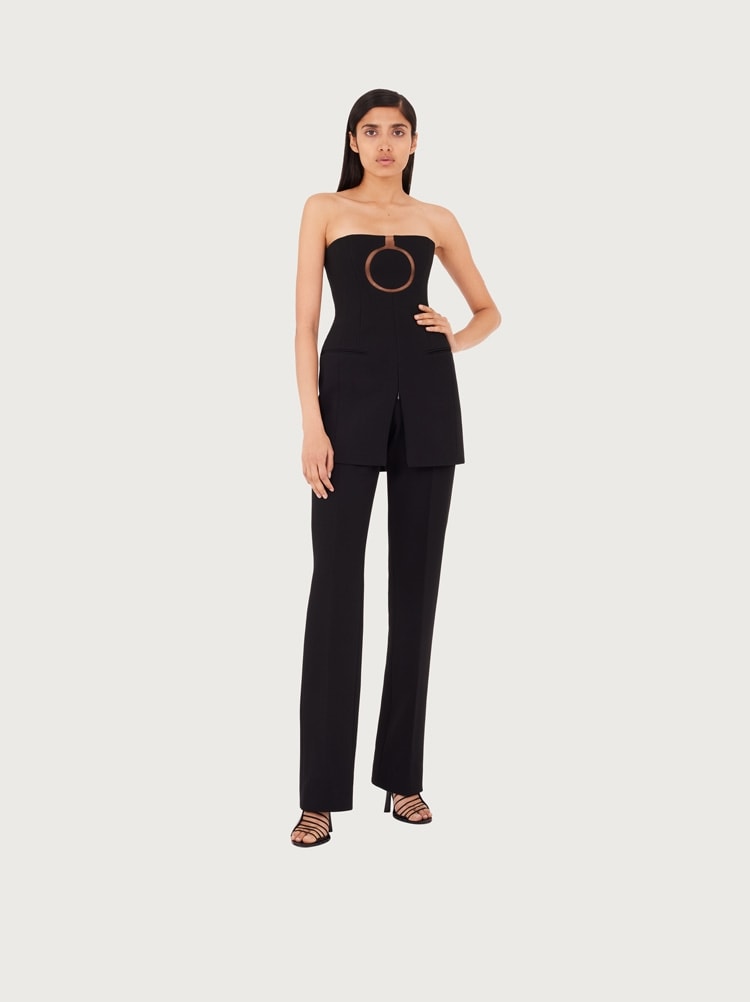 FERRAGAMO WOMEN'S BLACK STRAPLESS CUTOUT DRESS