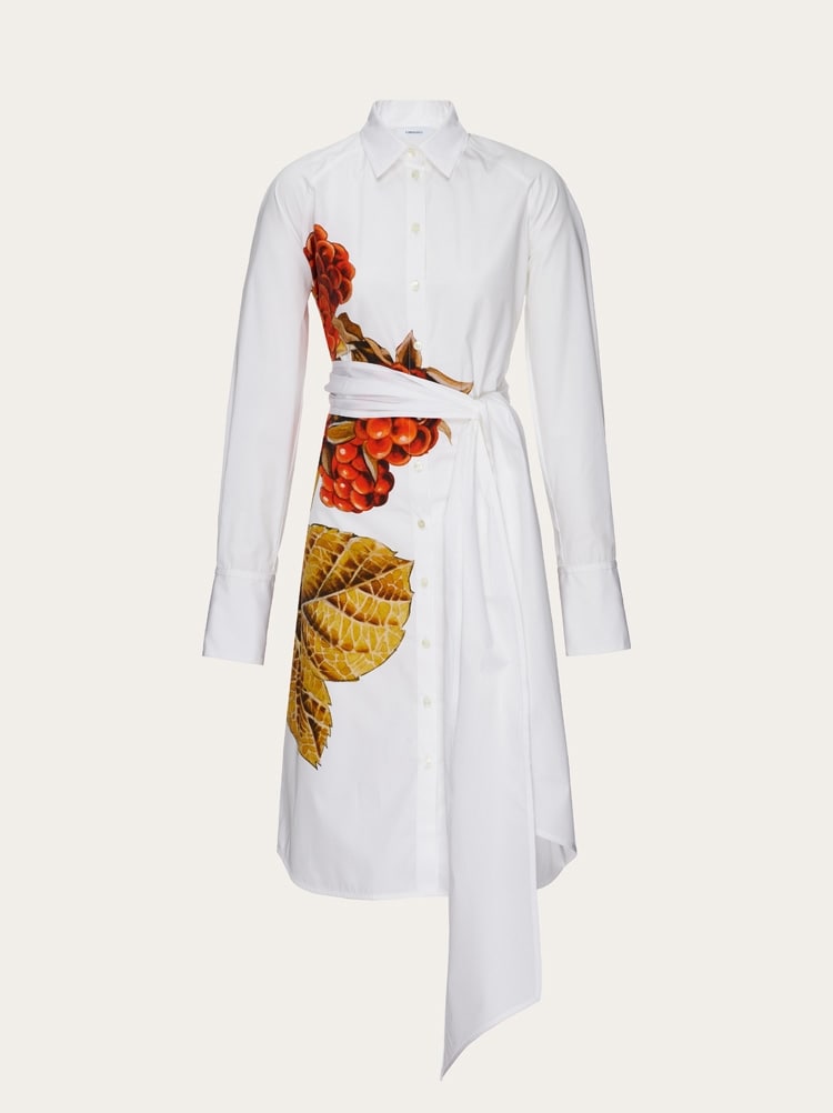 FERRAGAMO WOMEN'S WHITE COTTON SHIRT DRESS