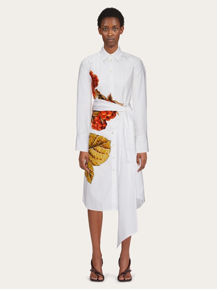 FERRAGAMO WOMEN'S WHITE COTTON SHIRT DRESS