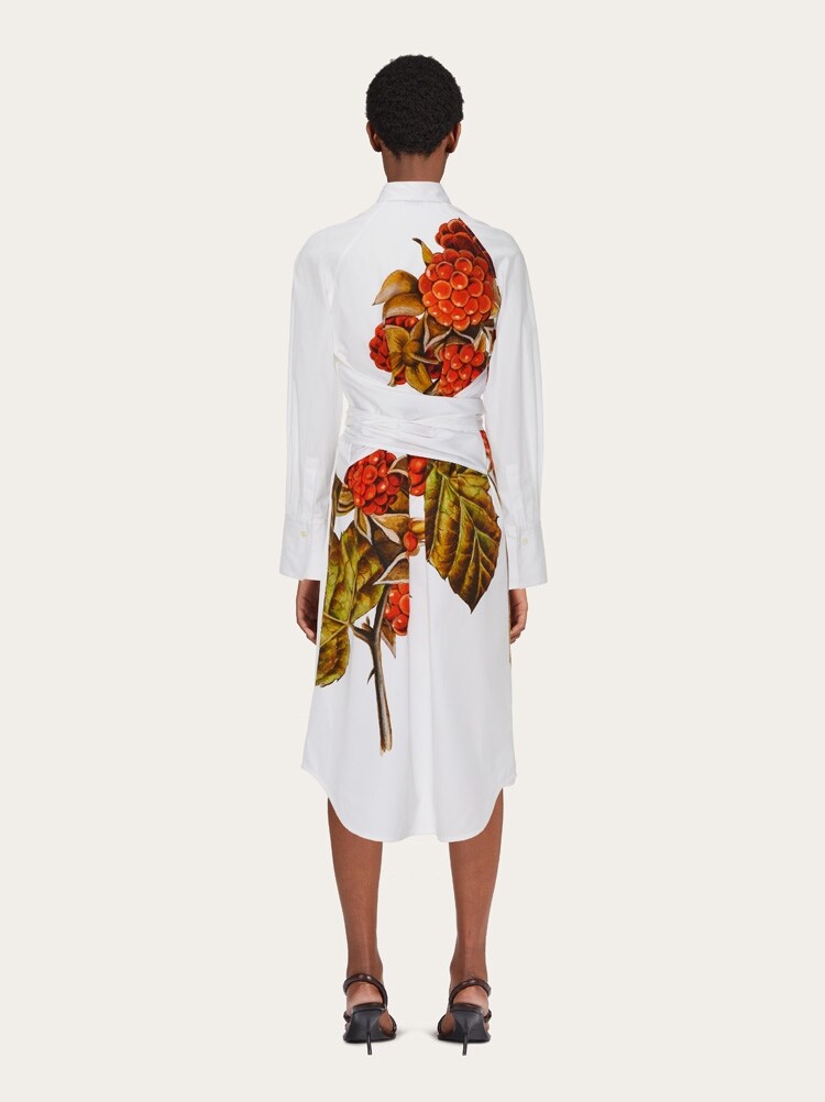 FERRAGAMO WOMEN'S WHITE COTTON SHIRT DRESS