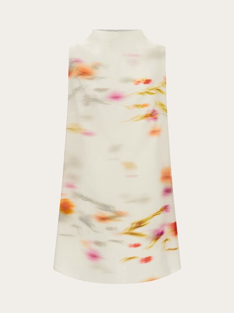 FERRAGAMO WOMEN'S WHITE SILK FLORAL DRESS