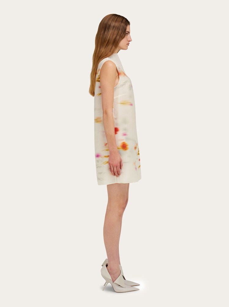 FERRAGAMO WOMEN'S WHITE SILK FLORAL DRESS