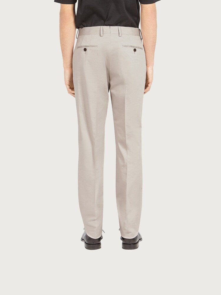 FERRAGAMO MEN'S OFF WHITE COTTON TROUSERS