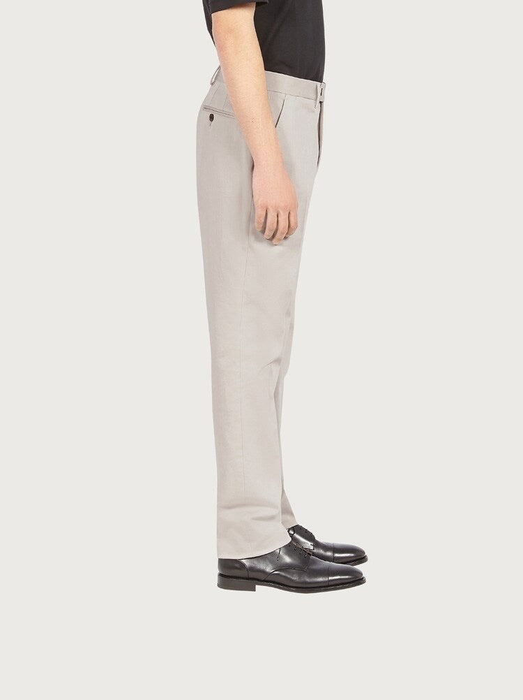 FERRAGAMO MEN'S OFF WHITE COTTON TROUSERS