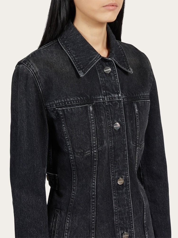 FERRAGAMO WOMEN'S BLACK COTTON DENIM JACKET