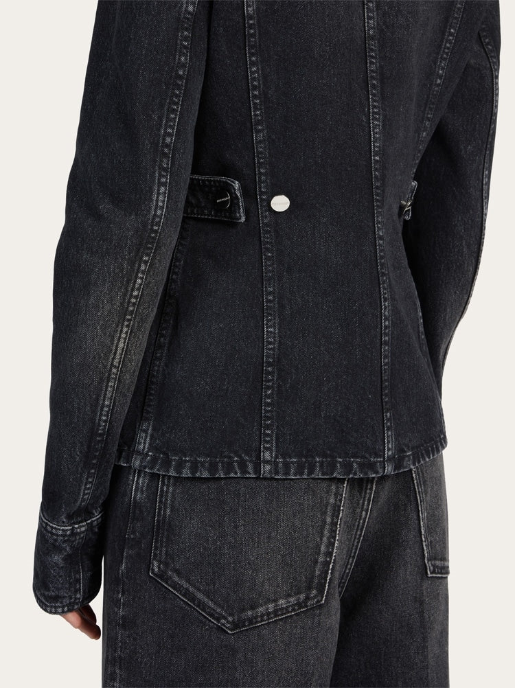 FERRAGAMO WOMEN'S BLACK COTTON DENIM JACKET