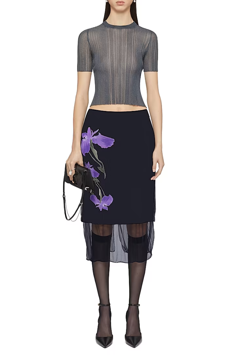 Givenchy Midi Skirt_Black/Purple
