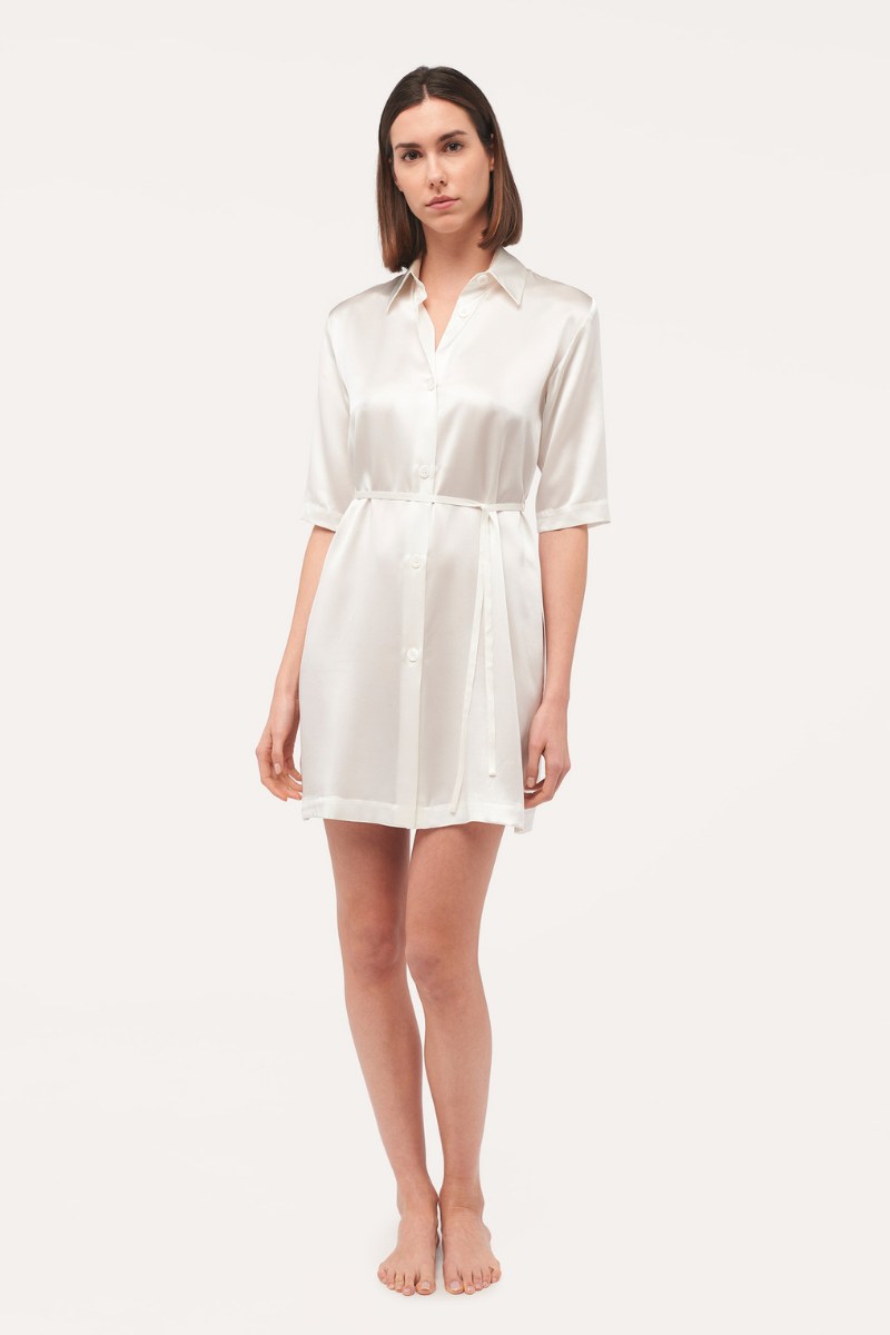 La Perla Silk Long Shirt In White