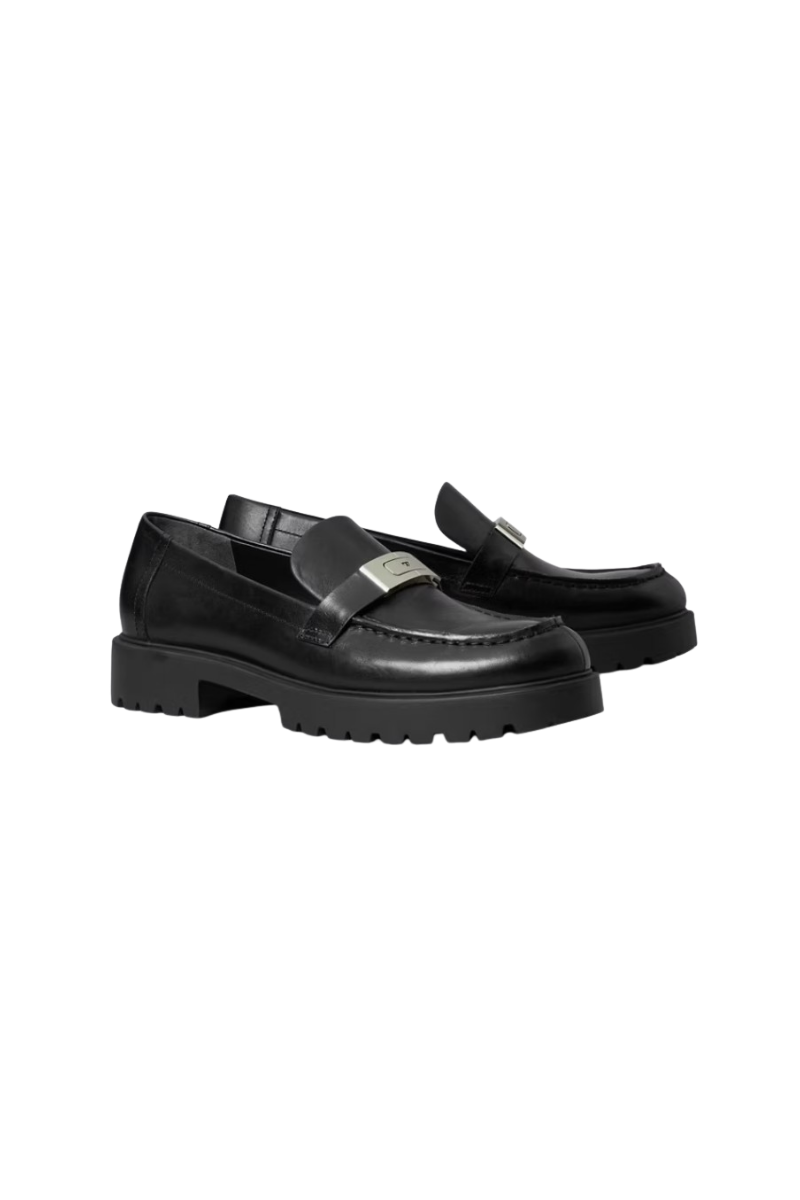 Tory Burch Leelee Lug Loafer Leather Perfect Black / Silver 183396-006