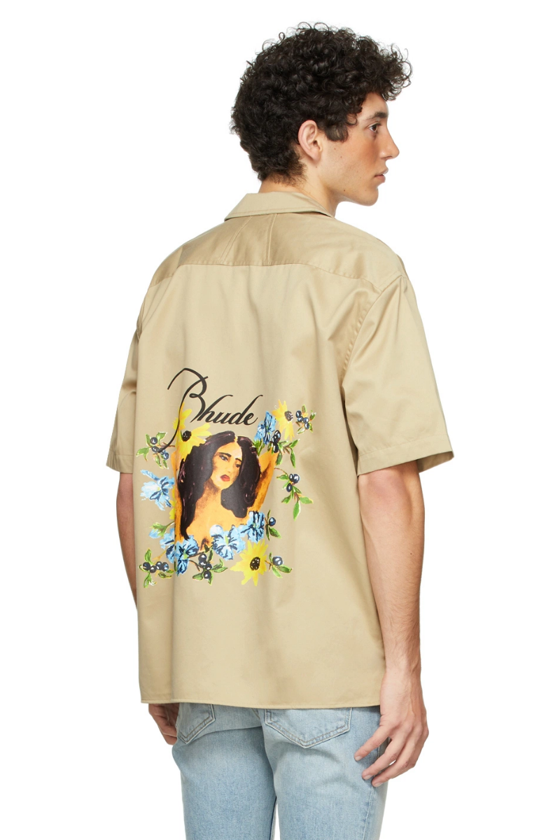 Rhude Beige Cigar Short Sleeve Shirt