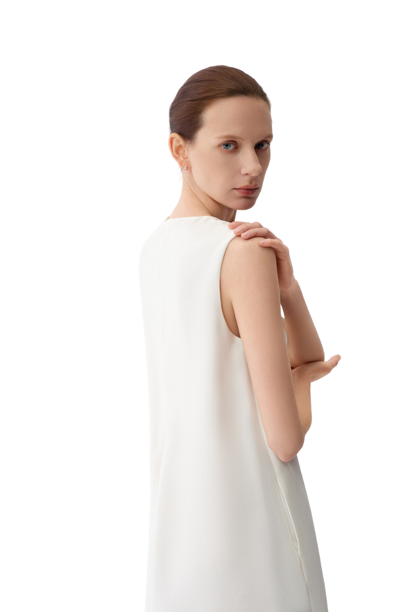 Max Simple Acetate Tank Dress White MSES260002W