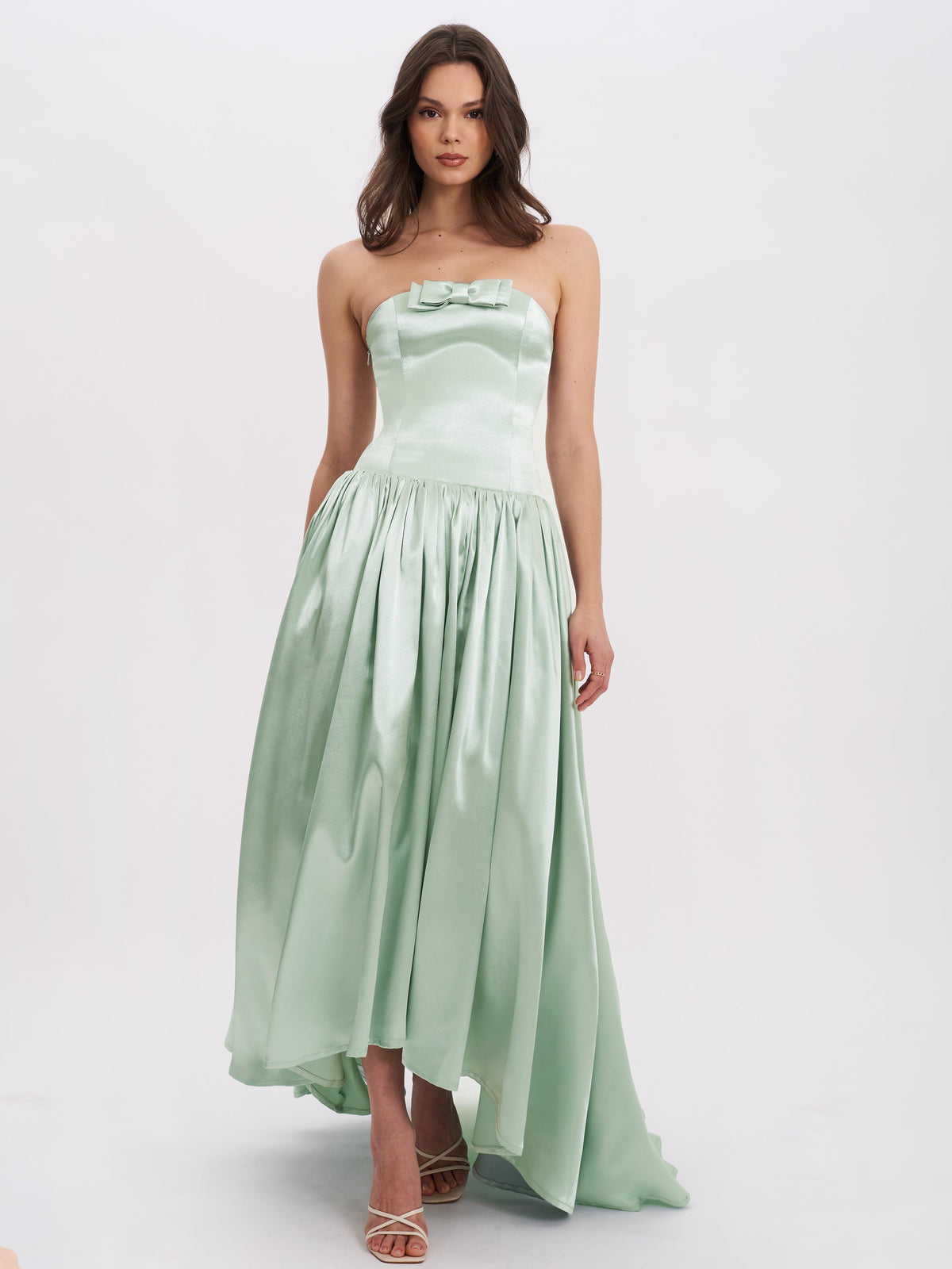 Lael Mint Green Back Button Trailing Gown (Archive Sale)